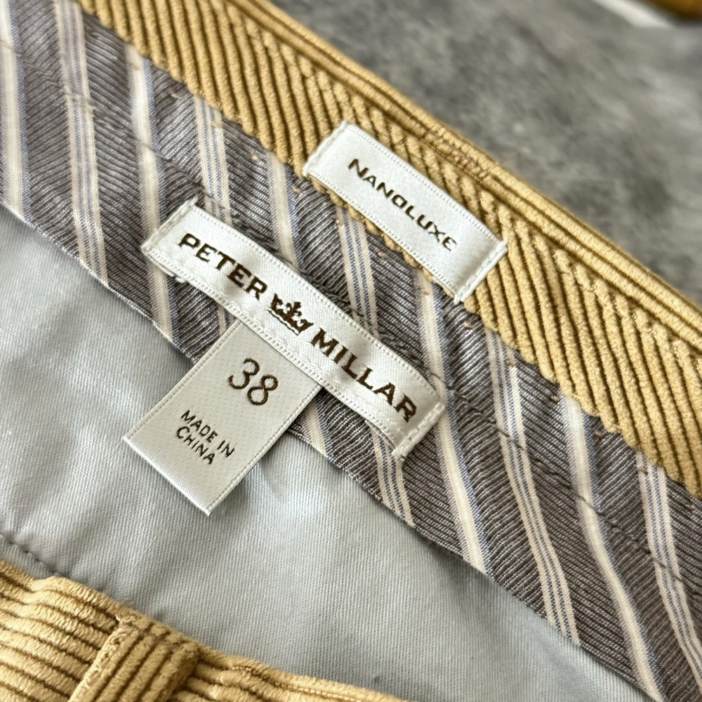 Peter Millar NanoLuxe Corduroy Pants Tan Camel Flat Front Straight 38x32 - Picture 5 of 7